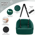 NEEZUKAR Dog Car Seat for Small Medium Dogs,Detachable Washable Dog Booster Seat Under 30lbs, Pet Car Seats Travel Bed with Storage Pockets and Safety Belt(Green)