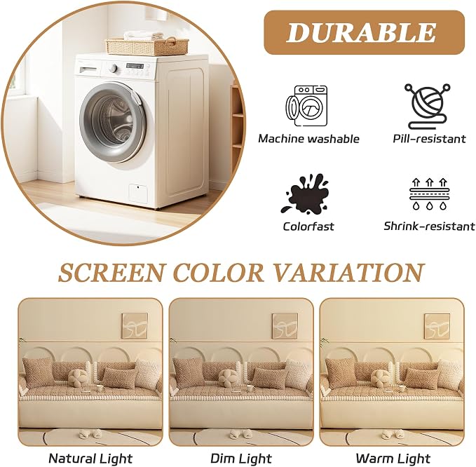 Plush Couch Cover for Dogs – Non Slip Pet Sofa Protector, Ultra Soft Washable Couch Cover for Pets, Anti-Slip Backing Furniture Protector for Cats & Dogs, Fits Standard & L-Shape Sofas (3 Sizes)