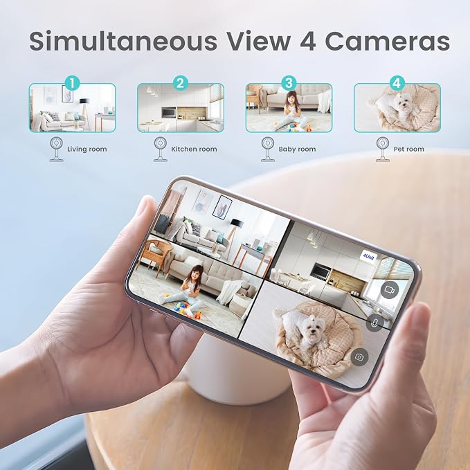 litokam Indoor Camera, Cameras for Home Security with Night Vision, Pet Camera with Phone App, 2K Indoor Security Camera, Motion Detection, 2-Way Audio, WiFi Camera Home Camera Compatible with Alexa