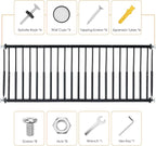 10''-15.8'' Height Adjustable Dog Gate, Extra Wide 18.1"-53" All Metal Short Dog Gate to Step Over, Pressure Mount Small Pet Puppy Gate for Stairs & Doorways(Black)