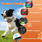 GPS Wireless Dog Fence System, Electric Dog Fence Using GPS Electric Satellite Technology, IPX7 Waterproof Rechargeable Design, GPS Dog Collar Has 2 Modes Circular and Free-Form Fence(2pcs)