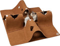 Cat Tunnel Play Mat for Indoor Cats, Felt Interactive Pet Toy with Hidden Ball, Enrichment Activity Rug, Collapsible Cave for Kittens & Small Pets (Brown)