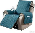 100% Waterproof Recliner Chair Cover, Non-Slip Washable Recliner Slipcover with Elastic Straps & Side Pocket, Stay in Place Furniture Protector for Dogs Cats Kids(Blue, 23)
