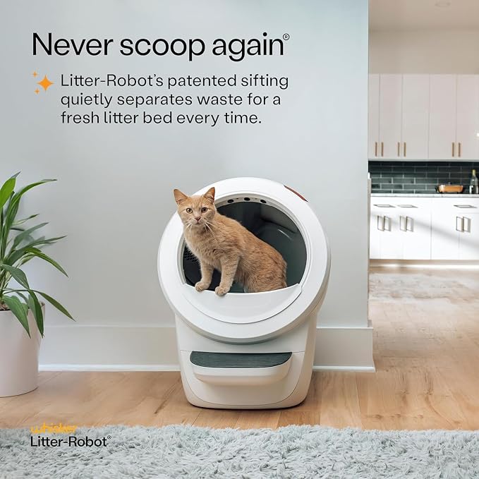 Litter-Robot 4 by Whisker, White | Automatic, Self-Cleaning Cat Litter Box, Helps Reduce Litter Box Odors, Works with Any Clumping Litter