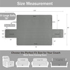 Soft Boho Quilted Couch Cover with Pockets for Extra-Large Sofa, Anti-Slip Boho Sofa Covers Washable for 3 Cushion Pet Friendly, Oversized Sofa Cover Water-Repellent (X-Large Sofa 78", Gray)