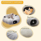 WINDRACING Cat Tunnel Bed for Indoor Cats - Cute Cat Donut Tunnel with Washable Circle Cushion, Round Pet Play Toy for Kitten/Puppy/Rabbit, Grey