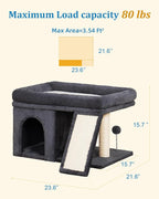 Aechonow XL Cat Tree Tower for Large Adult Cats 20 lbs+, 23x15.7 Perch Bed | Condo Cave for Indoor Medium Kittens, Sisal Scratchers, Extra Large