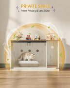 Hzuaneri Cat Litter Box Enclosure, Hidden Litter Box Cabinet Furniture | Indoor Cat House with Bell, Farmhouse Style, 31.5 x 19.7 x 20.9 Inches, for Hallway, Bedroom, Rustic Brown and White CB85214X