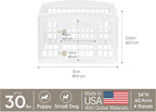 IRIS USA 4-Panel Dog Playpen, Pet Enclosure, White | Puppy Training, Configurable Layout, Multi-Shape Setup, Custom Pen Configuration, Secure Door Latch, Stable Non-Tip Base