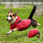 JoyDaog Dog Raincoat with Hood, Waterproof Dog Rain Jacket for Small Dogs | Waterproof dog rain jacket with hood and pockets for rainy walks, outdoor activities and everyday protection,Red XS