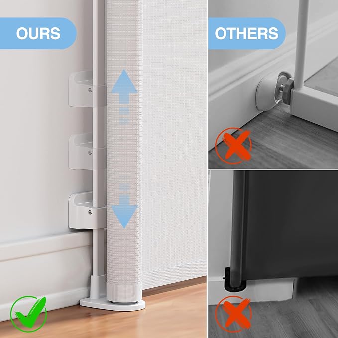 PRObebi Retractable Baby & Dog Gates | Extends to 72" Wide 34" Tall | White