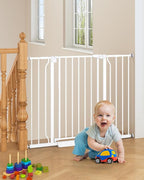 29"-45" Baby Gate, No Drilling Auto Close Dog Gate Indoor, White | for Doorways & Stairs, Pressure Mounted Adjustable Pet Gate, Easy Walk Through Child Gate for Baby & Pet Stroller Friendly
