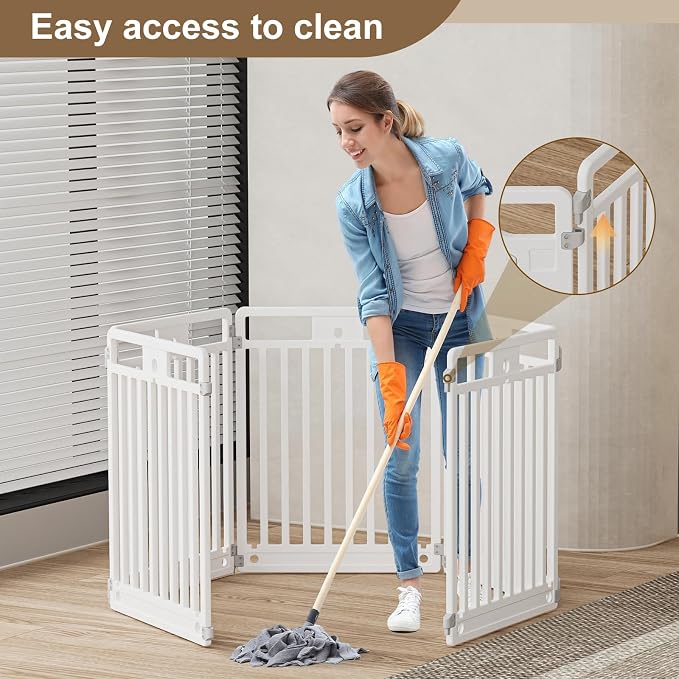 Pet Playpen with Door Dog Foldable Puppy Playpen for Puppies and Small Dogs 6-Panels Easy Assemble Easy Storing for Indoor and Outdoor (6 Panels)