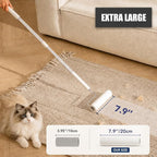 7.9'' Large Lint Roller for Pet Hair Extra Sticky, Extendable Handle | Storage stand included with 4 refills 360 sticky sheets for couches, carpets, beds, clothes, and furniture