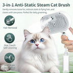 3-in-1 Self-Cleaning Shedding Steam Brush for Dogs & Cats | USB Rechargeable, One-Touch Fur Remover, Anti-Static & Reduces Shedding, Mist Spray Comb for Long & Short-Haired Pets