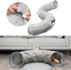 AUOON Cat Tunnel with Bed for Kitten Puppy Rabbit Ferret, Light Grey | 2-in-1 Interactive Cat Toy, with Hanging Ball Toy, Machine Washable Center Pad, 36"L x 36"W x 11.5"H