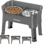URPOWER Elevated Dog Bowls, 3-in-1 Double Deck Raised Dog Bowl Stand | 4 Height Adjustable Raised Stand with 2 Stainless Steel Food Bowls & Licking Plate for Small, Medium & Large Dogs