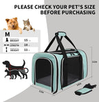 Cat Dog Carriers Soft-Sided, Pet Travel Carrier for Small Cats Dogs Under to15lbs, Soft-Solid Collapsible Carrier,(Medium,Green)