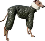 D Doggy Star Italian Greyhound Snowsuit Winter Thick Padded Coat Warm Outfits Jacket Turtleneck Clothes Whippet for Dog (2XL,Snowsuit Khaki)