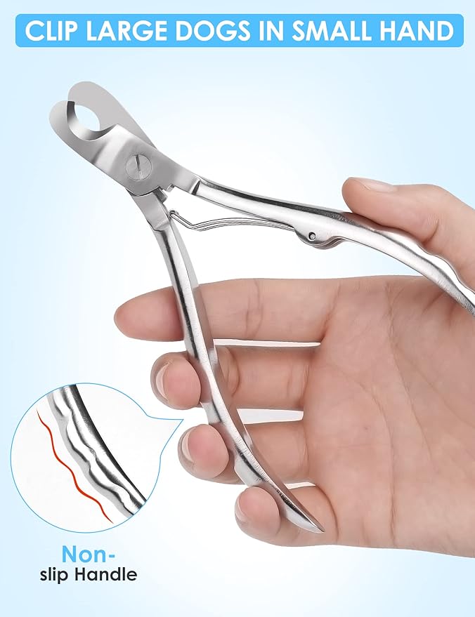 Heavy Duty Dog Nail Clippers for Large Dogs & Thick Nails (Silver) | Upgrade Wide Open Nail Trimmer Cut Like Butter, Professional Full Metal Razor Sharp for All Dogs with Thick Toenails