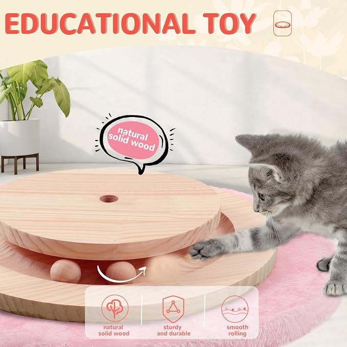 45'' Tall Cat Scratching Post Tree,Heavy Duty for Indoor Body Stretching | 3.5Inch Diameter Sisal Rope,Stable Real Wood Base,Artificial Plant Design Scratcher,Interactive Ball Toy for Home Decor