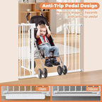 29"-45" Baby Gate, No Drilling Auto Close Dog Gate Indoor, White | for Doorways & Stairs, Pressure Mounted Adjustable Pet Gate, Easy Walk Through Child Gate for Baby & Pet Stroller Friendly