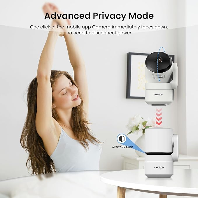 AMOROM Indoor Camera 2K, Baby/Kids/Elderly/Dog/Cat Camera | AI Smart Detection & Alarm, 2-Way Audio, Night Vision, 2.4G&5G WiFi App Control, Cloud & SD Card Storage, 2 Pack