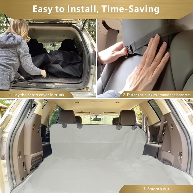 F-color SUV Cargo Liner for Dogs - Heavy Duty Cargo Cover for Mid-Size SUVs | Water Resistant, Bumper Flap, Non-Slip Mat, Car Trunk Dog Car Seat Cover Prevents Scratches Pet Hair Mud Dirt for Sedans Vans
