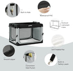ZOMISIA 36 Inch Collapsible Dog Crate for Large Dogs - Portable Dog Travel Crate Soft Sided with Breathable Mesh Windows, Foldable Dog Kennel for Indoor and Outdoor, Grey