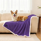 Luciphia Waterproof Bed Blanket Washable,Soft Sherpa Fleece Puppy Reversible Throw Blankets for Medium Large Dog Cat,Furniture Cover Protector Couch from Liquid Pee and Pet Fur,Purple White,85" x 57"