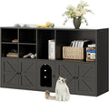 IRONCK Cat Litter Box Enclosure for 2 Cats, Hidden Litter Box Furniture | Double Litter Box Enclosure Cabinet with Double Room and Large Storage Space, Wooden Washroom Furniture, Cat House, Black