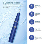 Upgraded Plaque Remover for Teeth, Electric Pet Teeth Cleaning Kit, USB Charging Dog Tooth Brushing Kit, 5 Modes, IPX6 Waterproof Pet Ultrasonic Toothbrush Cleaner for Dogs Cats (Blue)