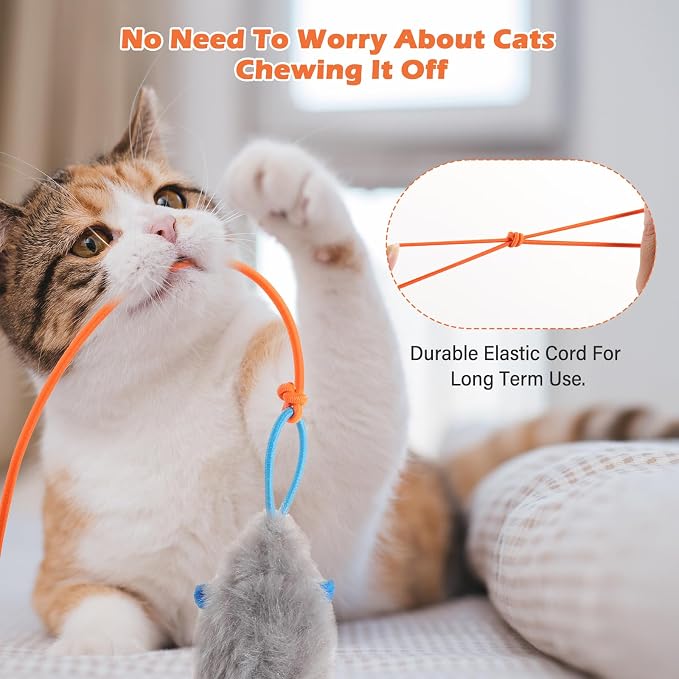Interactive cat toy, Electric cat teaser, Door clip, 2 Motion modes,Gray | 360° Rotation • Random Jumping • Type-C Rechargeable • Door Clip Design • For Indoor Cats