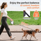 26Ft Heavy Duty Retractable Dog Leash with Dispenser and Poop Bags, for Small, Medium & Large Dogs Up to 110Lbs, 360° Tangle-Free Design and a Durable Chrome Plated Hook
