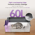 Stainless Steel Cat Litter Box with Lid, 26 x 18 x 12 in | XXXL Enclosed Cat Litter Boxes with Lid for Big Cats,High Sided, Anti-Urine Leakage Bottom Includes Litter Mat & Scoop