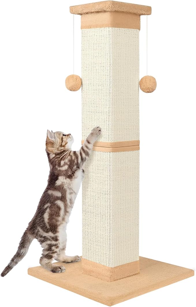 Cat Scratching Post 33 Inch Nature Sisal Cat Scratch Post for Indoor Cats, Large Cat Scratcher Protect Your Furniture Orange
