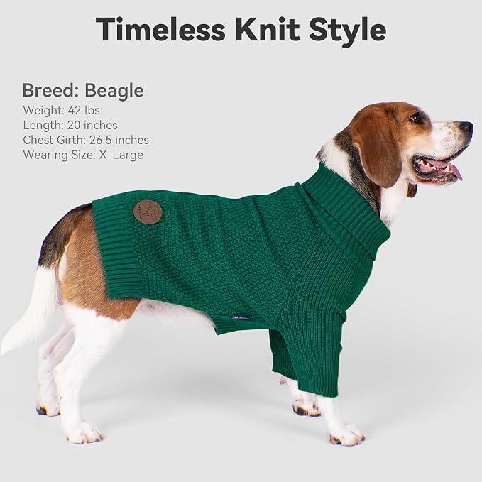 cyeollo Dog Sweater Long Sleeve Knitted Turtleneck Pullover Warm Clothes | Ultra Soft Warm Knit, Full Coverage, 4-Way Stretch for Easy Movement, Easy On & Off, Winter Daily Wear for Small Dogs