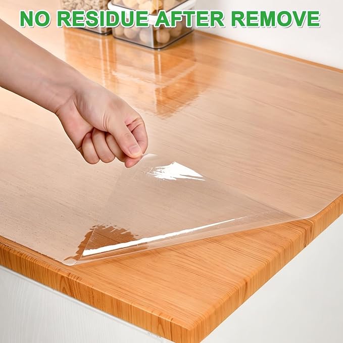 Shackcom Clear Contact Paper Roll Self-Adhesive Kitchen Backsplash Wall Protector 15.7in X 32.8ft - Used as Shelf Drawer Liner, Whiteboard, Wallpaper, Cat Dog Scratch Protector