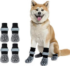 Reflective Dog Socks Grippy Socks Prevent Licking Paws，Anti Slip Paw Protection, for Hardwood Floors & Hot & Cold Pavement, Small Medium Large & Senior Dogs (Classic Grey, Giant)