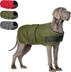 BEAUTYZOO Dog Winter Coat for Large Dogs Waterproof, Warm Reflective Great Dane Oxford Canvas Jacket, Fleece Dog Cold Weather Coats Windproof for Female Male Dogs, Green L