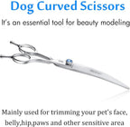 JASON Curved Dog Grooming Scissors - 7" Cats Trimming Shears Right Handed | Ergonomic Pets Shear with Offset Handle and a Jewelled Screw for Right Handed Groomers, Sharp, Comfortable, Gift