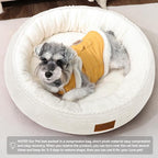 Zerbuger 23in Cream Round Cat Dog Bed Gift for Large Medium Small Dogs Cats, Machine Washable Sleeping Sofa, Non-Slip Bottom Breathable Soft Calming Pet Cuddler for Indoor/Outdoor/Car/Cage