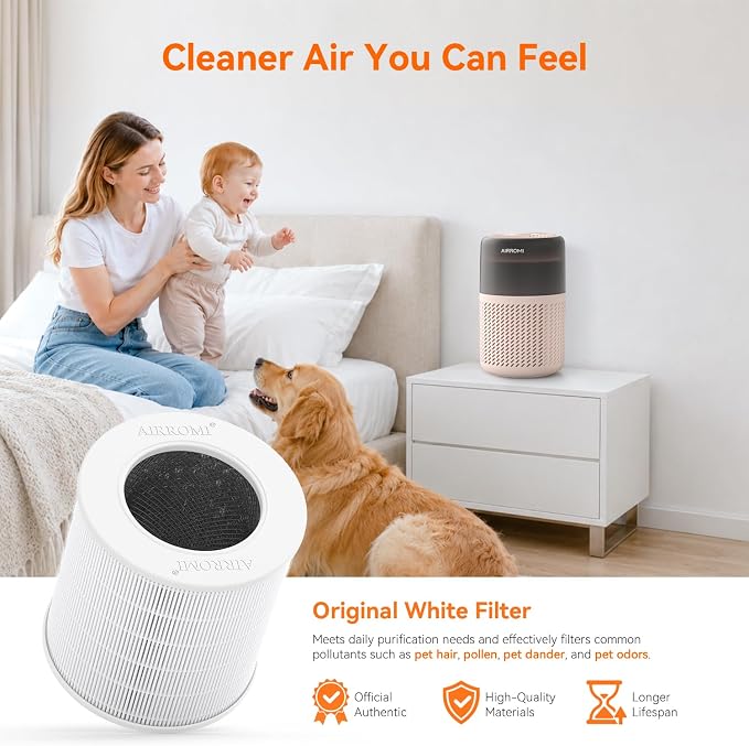 AIRROMI HEPA Air Purifier for Bedroom&Home,Pet Air Purifier for Home Pets,Removes Pet Odor,Cat Litter Smell,Dust,Quiet Room Air Purifier with Scents,360°Air Cleaner,A2005 Creamy Beige