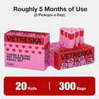 VETRESKA Dog Poop Bags, Smoked Cherry Scented, 300 Counts, Leak Proof | Extra Thick and Large Pet Waste Bags for Dog Walking and Cat Litter, 20 Rolls