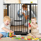 SHYUJAJIE 37 Inch Tall Baby Gate with Small Cat Door | Adjustable 29.55"-40.55 "Wide,Auto Close Dog Gate, Easy Walk Thru Pet Gate for Stairs, Doorway, House, Pressure Mounted