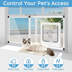Sliding Cat Door for Window, Fits 28.5"-32" Width Window, 1-Min Install | Aluminum Frame + HD Glass | Weatherproof Design | Magnetic Closure Window Cat Door Insert, Adjustable Pet Door Window for Cats