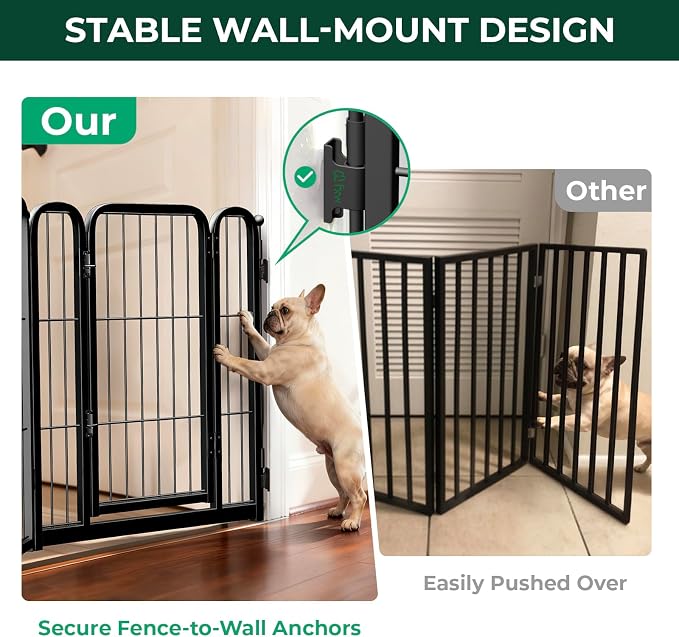 FXW Dog Gate, Extra Wide Adjustable for Openings Up to 46", 24" H | Flexible Space Control, Easy Walk-Through Access, 1 Panel + 1 Gate, For Puppies & Small Dogs, Garage Use