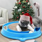 AUOON Cat Scratcher Toy with Ball Track for Indoor Cats and Kittens, Blue | 3 in 1 Interactive Cat Toy, Cat Scratch Pad with Cat Ball Toy and Cat Mouse Toy, for Chasing Exercise, Protect Furniture
