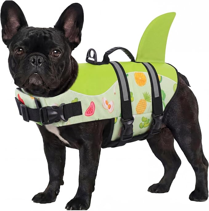ASENKU Dog Life Jacket - Pet Safety Vest for Swimming & Boating, Shark Life Jacket with Floatation, Dog Lifesavers Swimsuits for Small Medium Large Dogs (Fruit, XS)