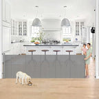 Reinforced 42” Tall x 130” Extra Wide Retractable Dog Gate Extra Tall Pet Gate with Rods to Prevent Crawling Through, Long Baby Gates for Dogs Child Safety Gate Mesh Dog Gate Indoor Outdoor, Gray